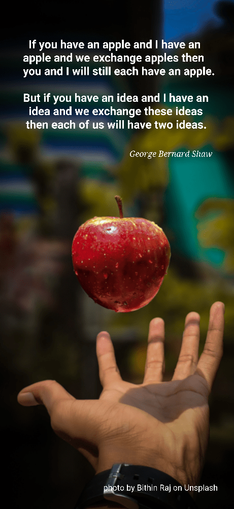 Image of a man throwing an apple with a quote by George Bernard Shaw